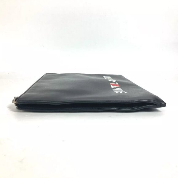 SAINT LAURENT PARIS 397294 logo Cluch Bag Pouch Bag Clutch bag Leather Black - Picture 3 of 14